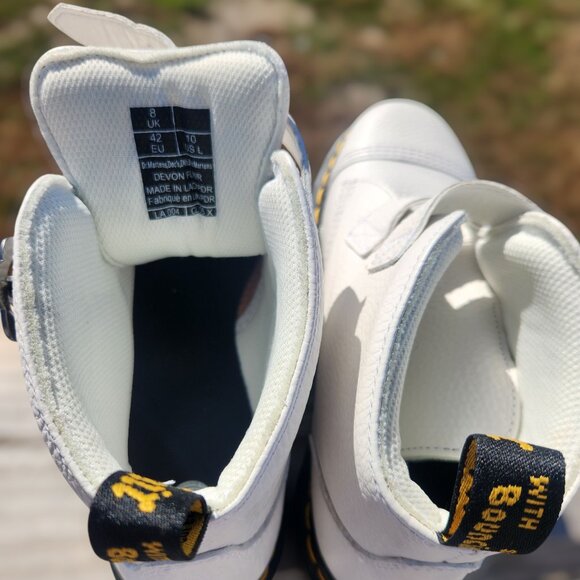 White Doc Marten Platform Daisy Buckle Boots - Picture 6 of 6